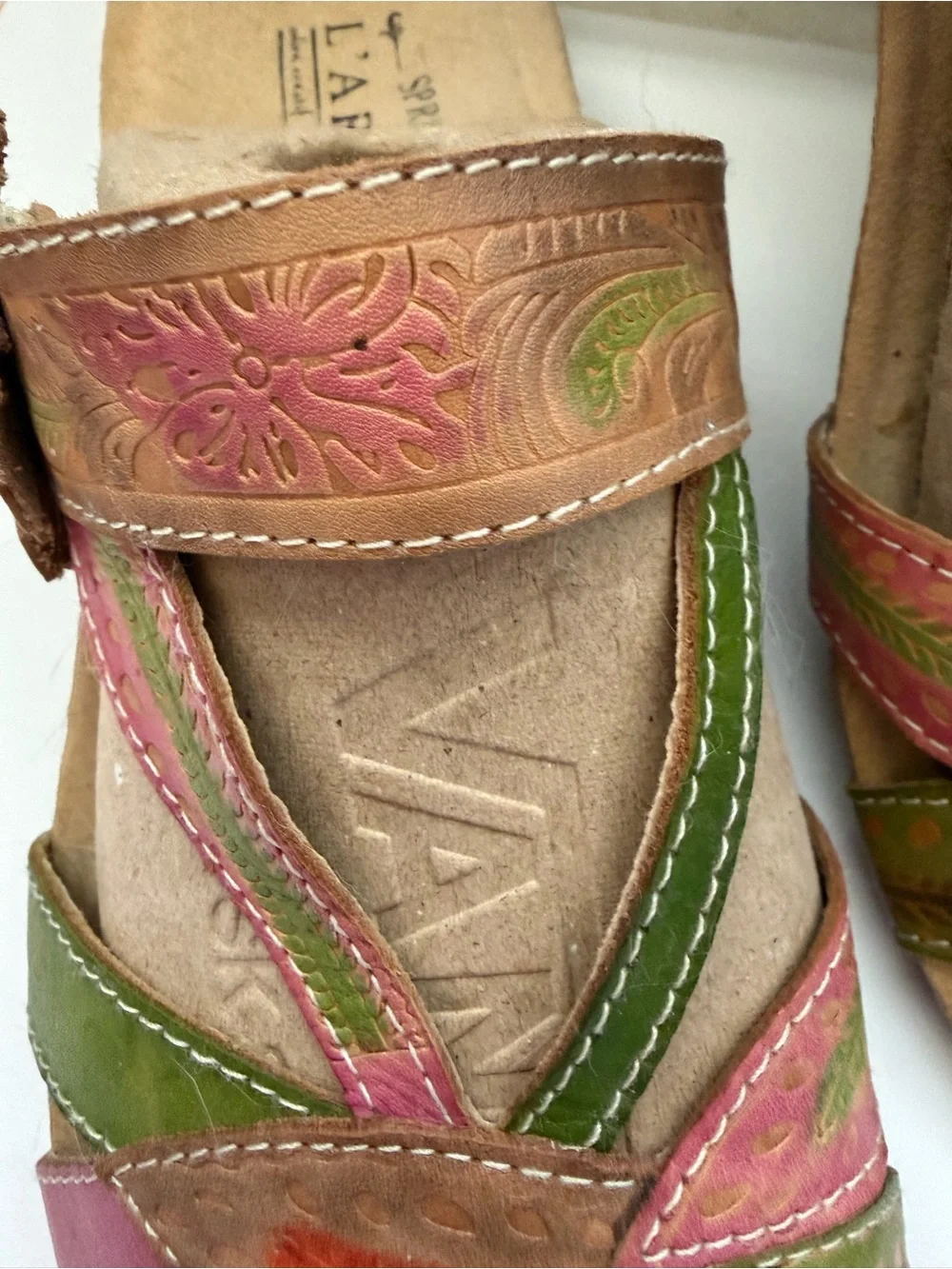 Women's Spring Step L’Artiste Leather Floral Strap Sandals